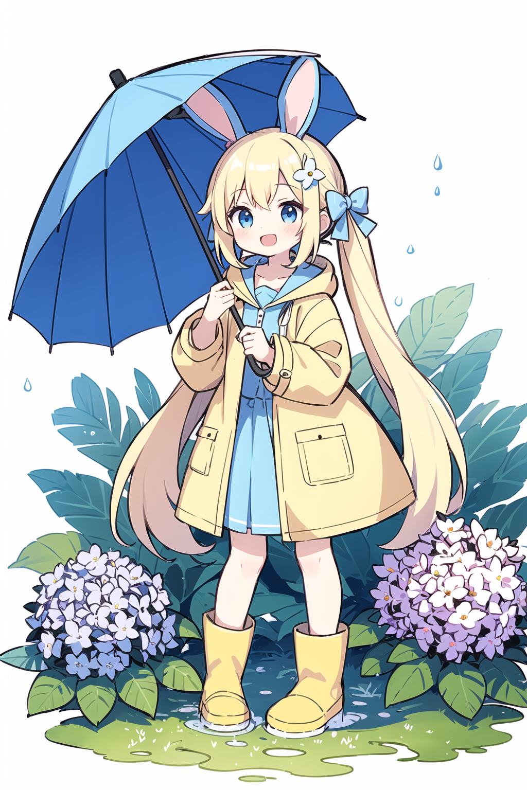 00546-947622898-1girl,rainbow,raincoat,yellow raincoat,rubber boots,hydrangea,flower,long hair,twintails,boots,blush,umbrella,open mouth,hair or.png